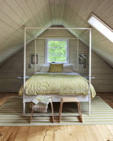 Schlafzimmer mit Holzboden